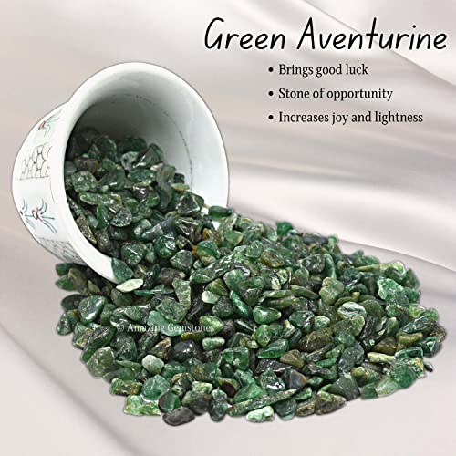 Image of Green Aventurine Crystal Chips Aquarium Gravel Rocks - Green Aventurine Chips Bulk Fish Tank Gravel, Small Tumbled Stone Chips and Tiny Crystals for Decoration (Natural AAA Grade Gemstones)