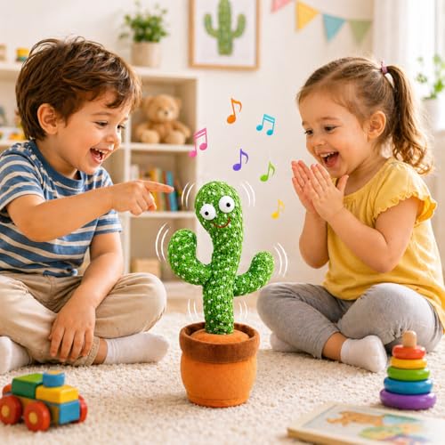 Image of Confidence Dancing Cactus Toy with Music, Singing, Talking & Voice Recording | Interactive Plush Cactus for Kids & Babies | Rechargeable Musical Mimicking Toy for Boys and Girls