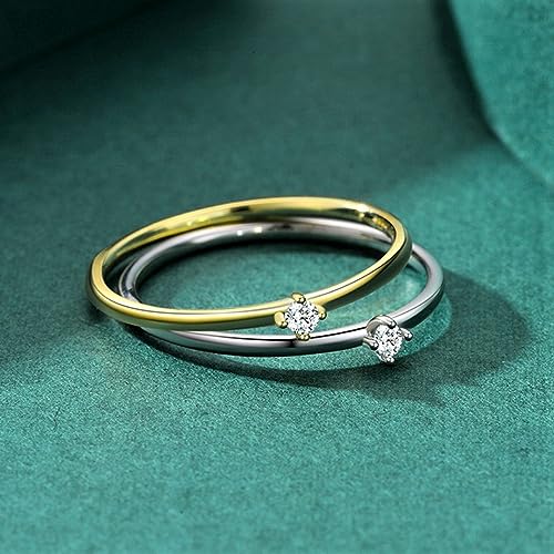 Round Brilliant Cut Solitaire Lab Created Diamond Moissanite Engagement Ring, 925 Sterling Silver/Gold Plated Solitaire Ring Promise Wedding Rings for Women3