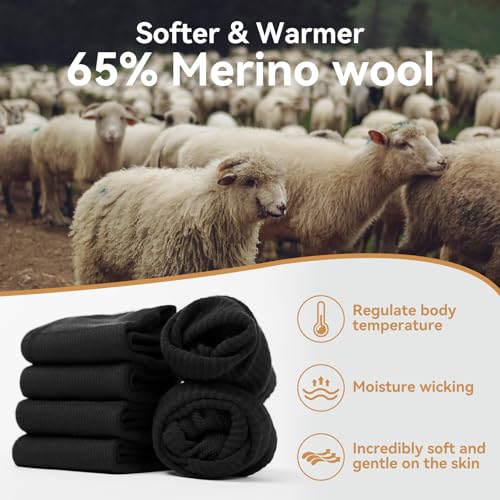 Merino Wool Toe Socks for Men & Women - 2 Pairs Winter Hiking Crew Socks Cushioned Boot Socks for Outdoor Activities4