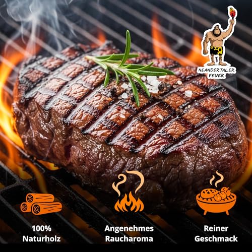 Neandertaler Feuer Tischgrillkohle Holzkohle Grillkohle – Grill Kohle für Tischgrill Balkon Dutch Oven Minigrill BBQ | Grillholzkohle Buchenholzkohle Charcoal Barbecues | Restaurant Qualität (2,5 kg)