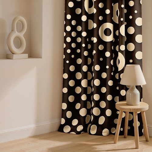 Image of Ultimate Trends Room Darkening Digital Printed Modern Curtain 65-70% Opacity,Diamond Eyelets, Tie Back, Modern Prints, 8 FEET Pack of 1,Brown Cream
