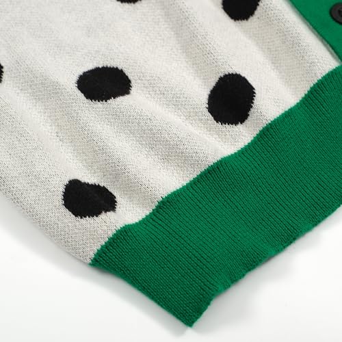 OXKNIT Knit Polo Shirts for Men, Green Dot Pattern Vintage Polo Shirt Casual Button-Down Short Sleeve Golf T Shirts4