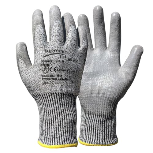 12 Pairs Cut Protect Level 5/D Work Gloves HPPE Yarn knitted Line...