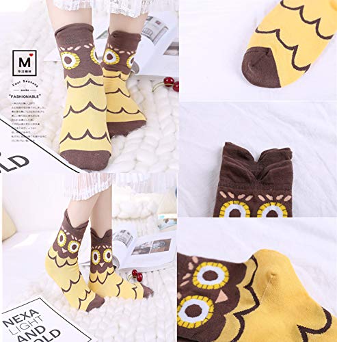 Women Casual Cotton Socks,5Pcs Cute Lovely Animal Owl Thermal Socks for Ladies Teen Girls3