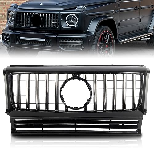 KARPAL Front GT Grille Compatible with 1990-2017 Mercedes W463 G-CLASS G Wagon G550 G500 G350 G55 G63 AMG Black + Chrome