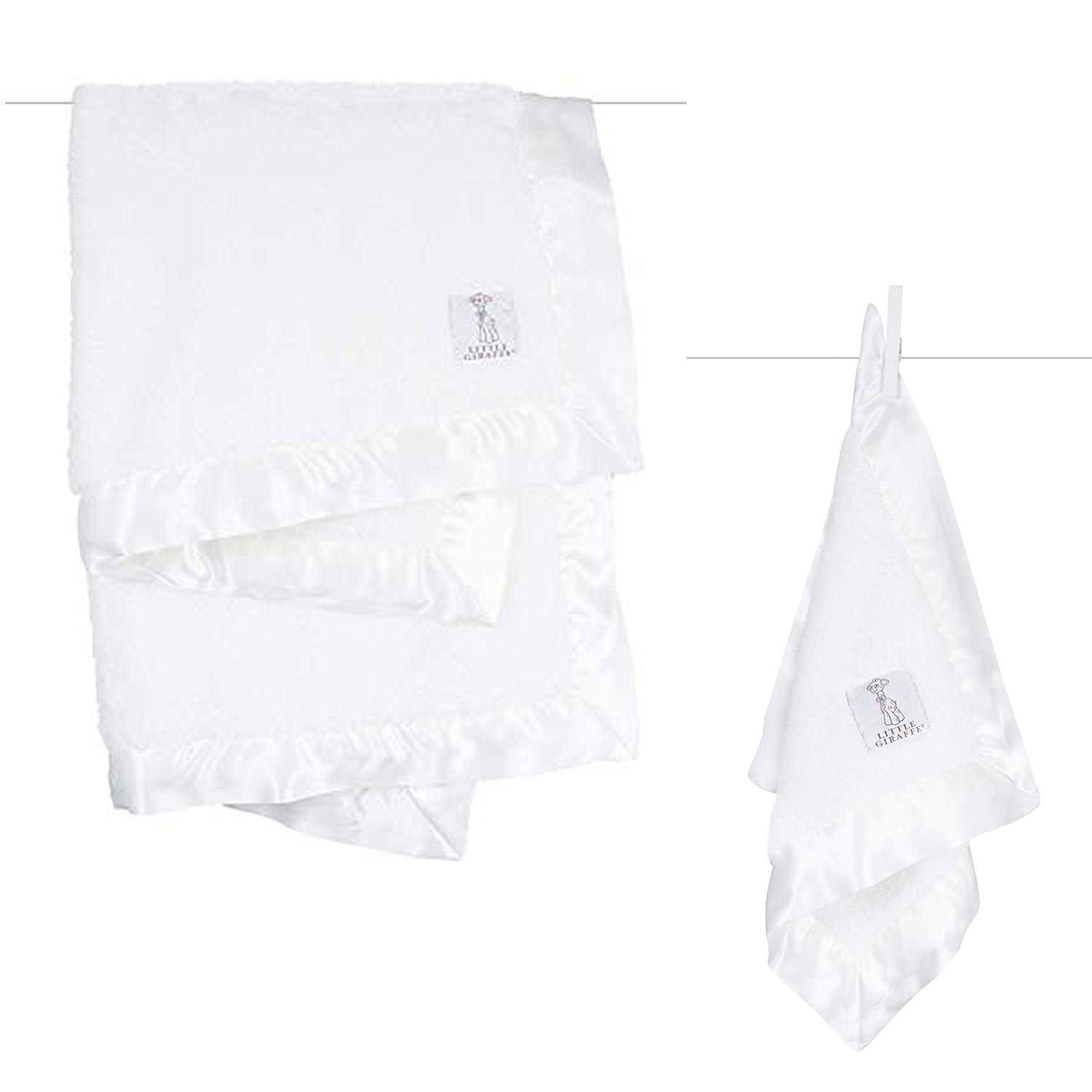 Little Giraffe Baby Gift Set - Chenille Blanky & Stroller Blanket (White)