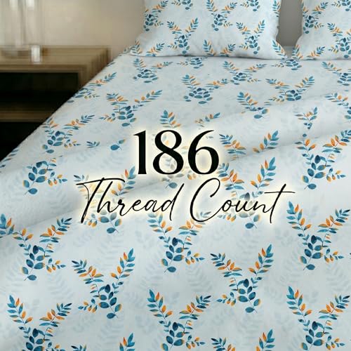 Image of Mafatlal 186 TC Metro Cotton Double Bed Bedsheet | 90x100 Inch|Soft, Breathable & Lightweight | Includes 2 Pillow Covers| Nordic Blue 1
