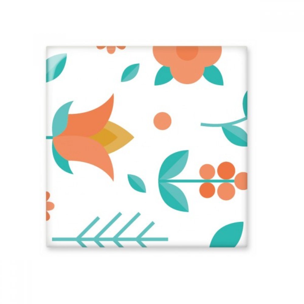 Carrelage céramique brillant fleur orange vert décoration murale cuisine