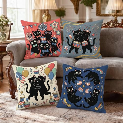 Housse de coussin zippée motif chat pour protéger vos canapés - 4