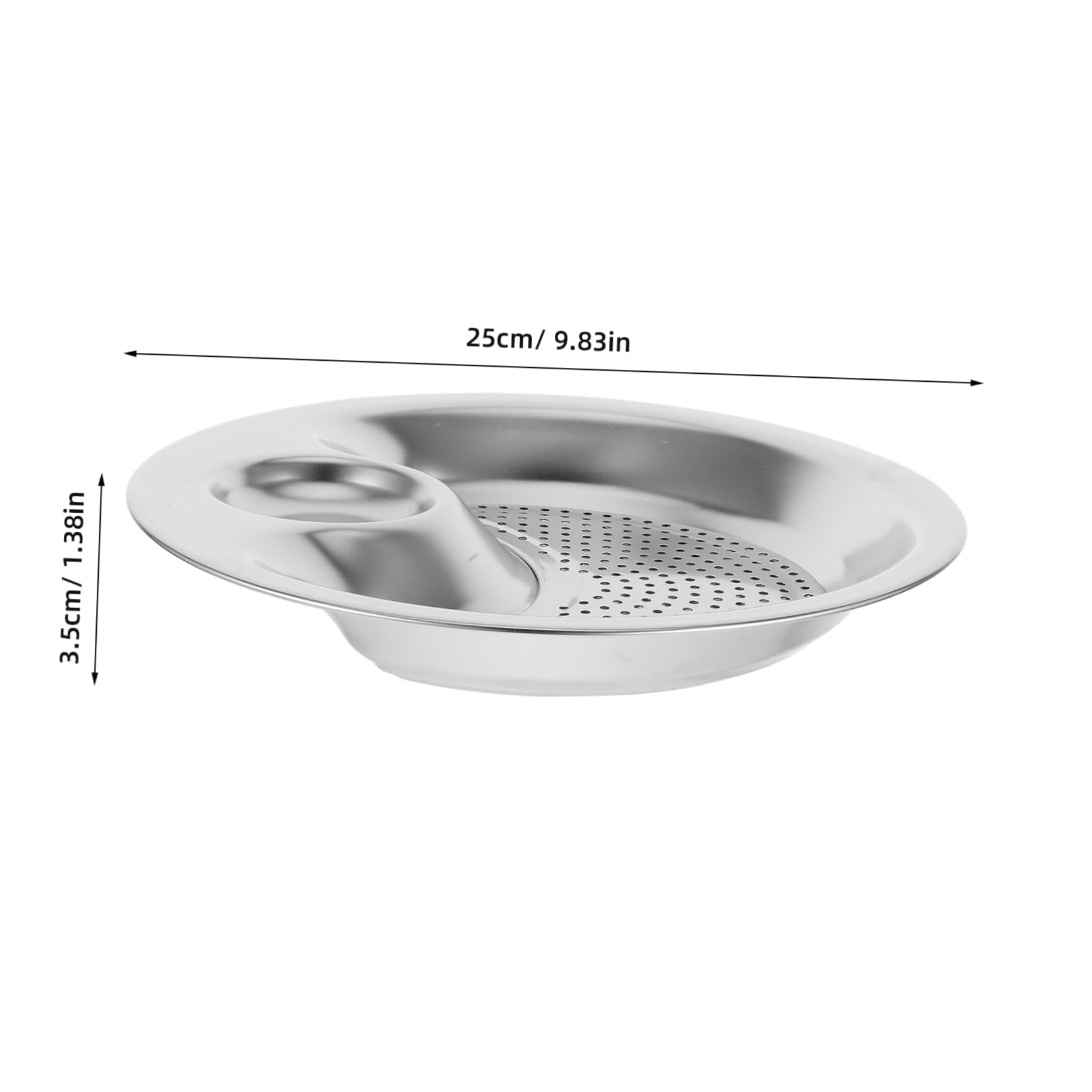 COLLBATH 2 Stainless Steel Dumpling Serving Plate with Integrated Sauce Dish Dual Compartment Appetizer and Sushi Platter Elegant Snack Dish for Dipping Sauces and Snacks