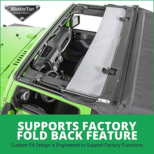 MasterTop Premium Replacement Fabric Only Soft Top - Fits Jeep Wrangler JK 2-Door 2013-2018 - Zip Up Removable Windows - DOT Approved 31% Window Tint - Upgraded Cable Style Design, Black Diamond - Thumbnail 2