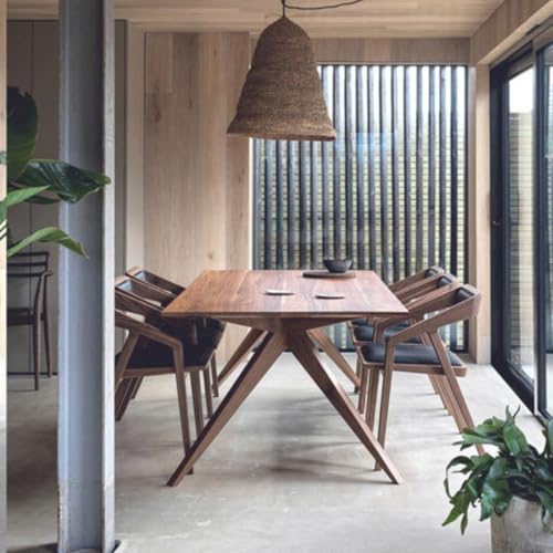 Image of Furniture Solid Wooden Modern Dining Chair with Arms, Upholstered Cushioned Seat, Walnut Finish seat Color Off (Blue Set Off 2)