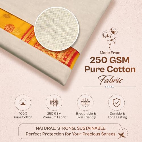 Image of JD FRESH 12 Pcs Cotton Saree Bags /Covers with Dual Zipper Storage /Transparent Mesh Window Cloth Storage Bag /Multi-Purpose Clothes Covers for Dresses /Sarees /Lehengas (18 x 15 Inch, Beige)