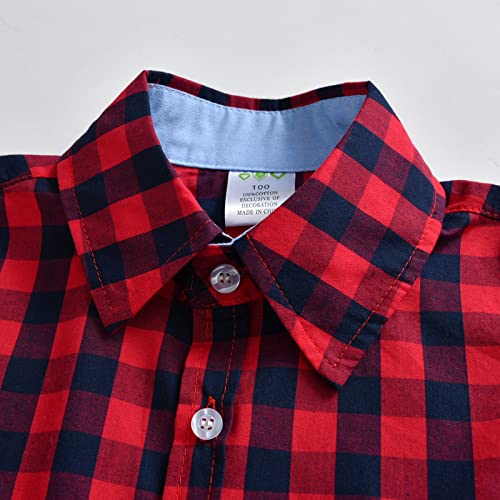 Kids Fashion Snowsuit Toddler Boys Long Sleeve Winter Autumn Shirt Tops Coat For Babys Clothes Plaid Red for 1 to4