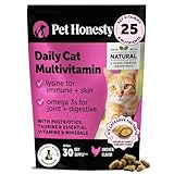 Cat Multivitamin Crunchy & Creamy Chews - Cat Treats for Health + Immune, Joint Support, Skin & Coat, & Digestion - Vitamins with Omega 3s, Lysine & Probiotics (30 Day Supply)