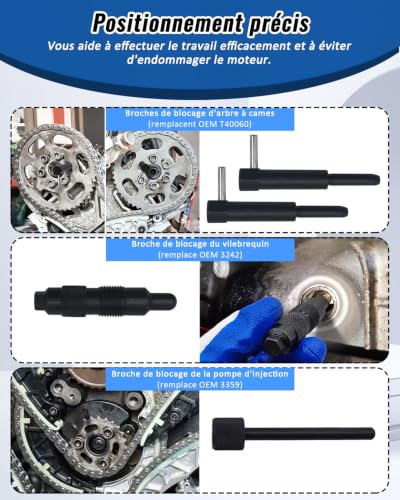 BOVIEER Outil de Calage Distribution Compatible avec VW Audi 2.7 3.0 4.0 4.2 TDI V6 V8, Kit de Blocage d'arbre à cames et Vilebrequin T40049, T40058, T40060, T40061, T40062, T40064, T40071 T40135 etc – vue 5