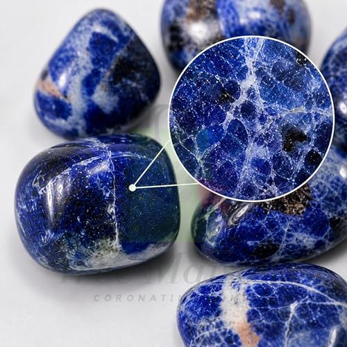Image of Crystal Sodalite Tumble Stone Pebble Tumbled Gemstone for Reiki Healing Vastu Correction Gravels for Aquarium Home Decor Garden Table 100 Gm
