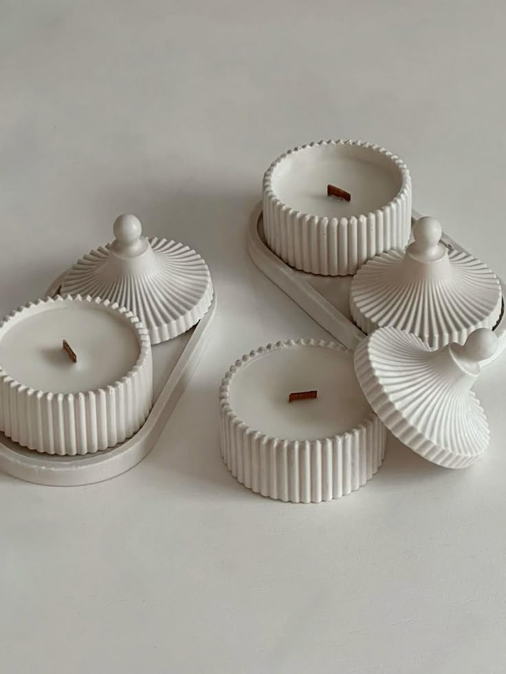 Image of Concrete Sea Shell Jar Candle | Velvet Rose Aroma | 12+Hours Burn Time | Perfect for Home Decor & Gifting (B)