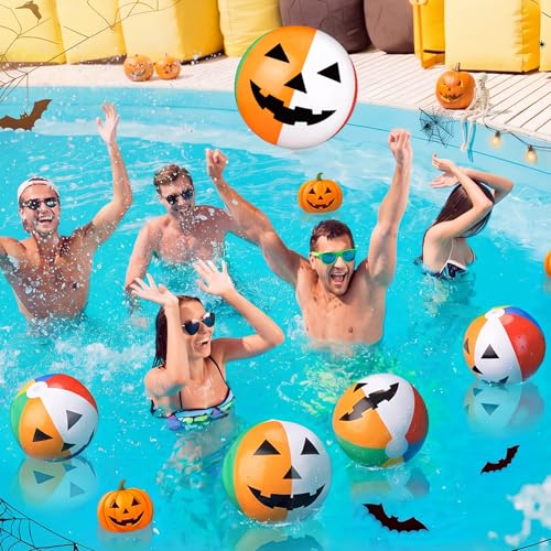 Roowest 12 Pcs 10 Inch Halloween Summer Beach Balls Bulk Inflatable Pumpkin - image 1