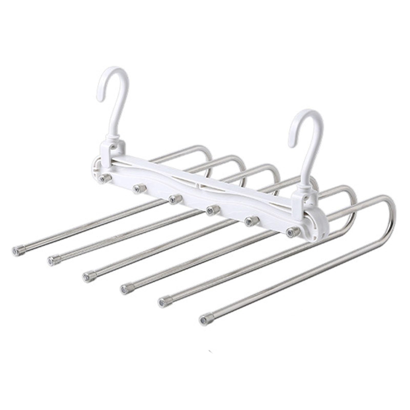 Trousers Hangers Folding Trouser Rack Holder Home Hanger Clip Space Saving(White)