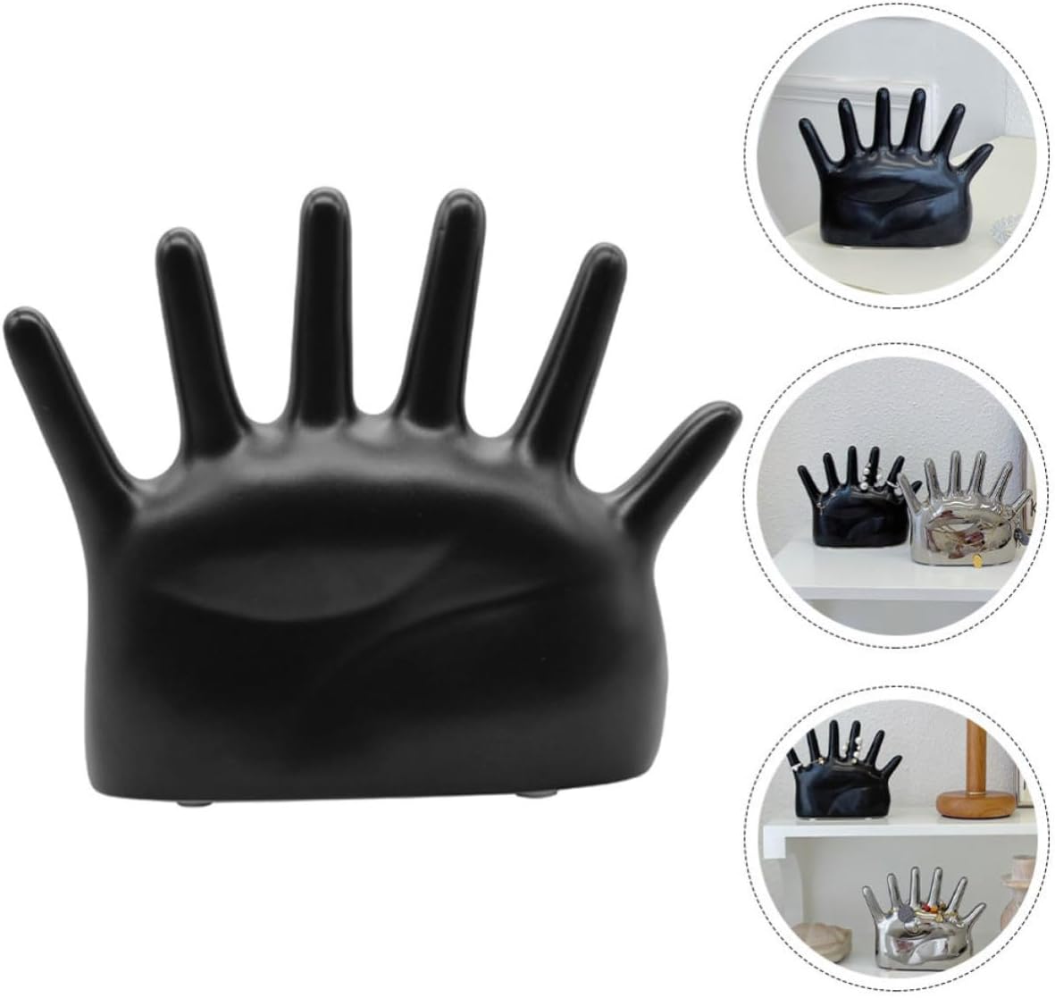 Ceramic Ring Display Holder for Jewelry Organizer with Elegant Black Finish, Protects Jewelry against Fingerprints and Damage, for Room Desk Decor and Stylish Home Storage