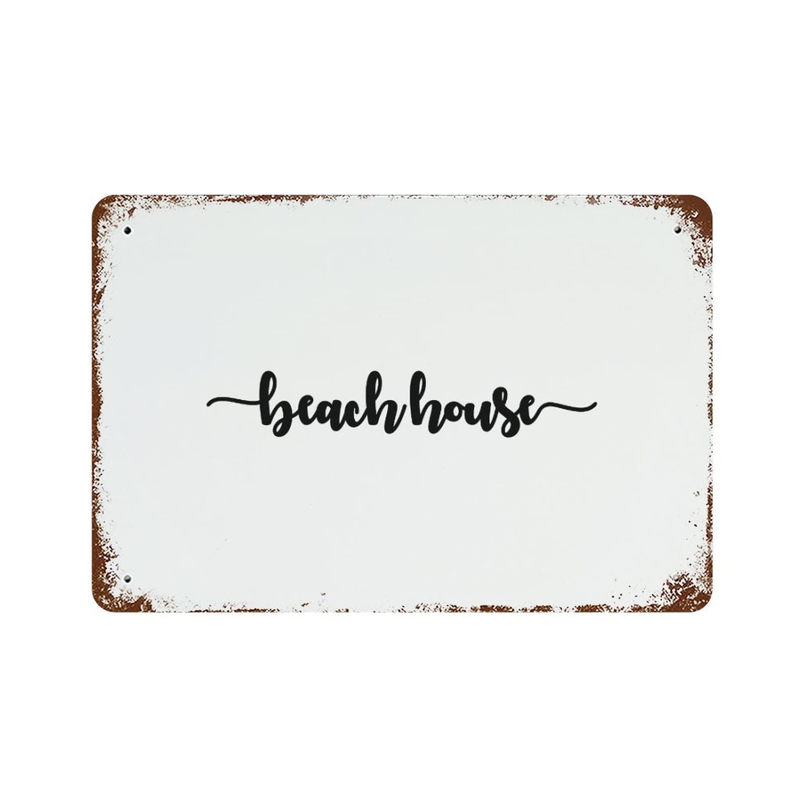 Panneau en métal Beach House de 30,5 x 45,7 cm pour décoration de bar et abri de jardin