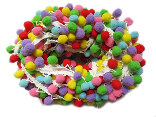 YYCRAFT Colorful B Pom Pom Ball Fringe Trim Ribbon Sewing(5 Yards)