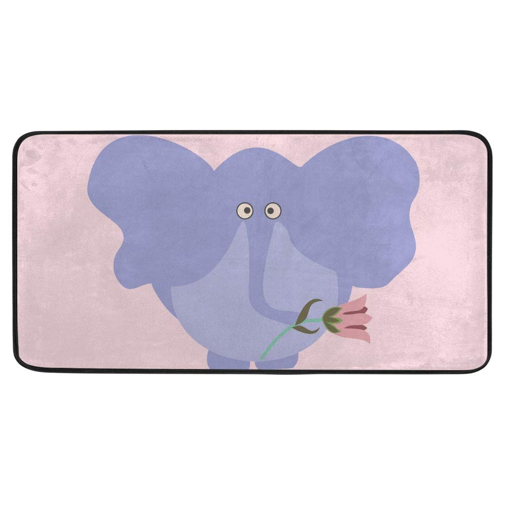 Alfombrilla antideslizante para cocina contra resbalones diseño elefante azul