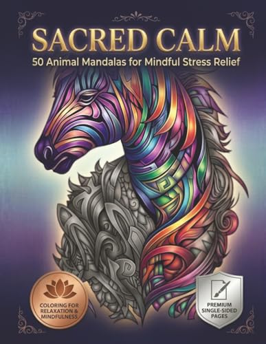 Sacred Calm: 50 Premium Animal Mandalas for Adult Mindful Stress Relief: Beautifully Detailed Hand-Crafted Animal Mandalas for Anxiety Relaxation image 2