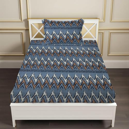 Image of IVAZA 240 TC Soft Ezyption Cotton Floral Print Single Bed Bedsheet - with 1 Pillow Covers, Hypoallergenic, Brethable, (Size- 60 x 90 Inch | Grey Sky