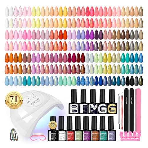 Phoenixy 71 Pcs Gel Nail Polish Kit with UV Light