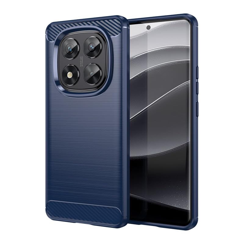 Image of Hybrid Carbon Fiber Back Case for Mi Redmi Note 14 Pro 5G (Blue)