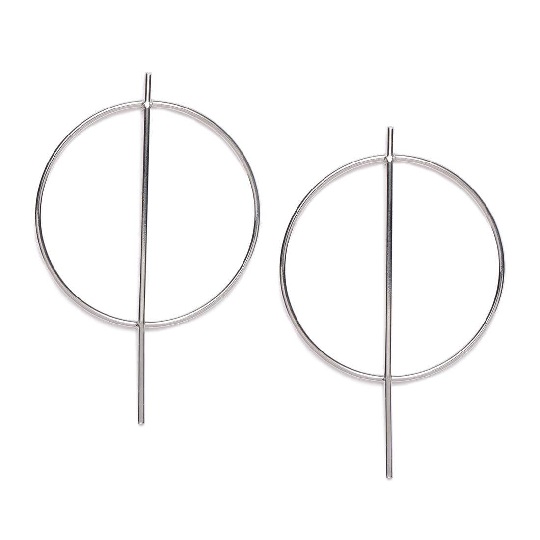 Aaishwarya Oversized Circle and Bar Silver Earrings For Women And Girls (B08V933PLG) Amazon Price History, Amazon Price Tracker