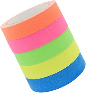 TEHAUX 5 Rolos De Fita De Algodão Que Brilham No Escuro Fita Adesiva Fita Fluorescente Fita Luminosa Papel Texturizado Luz Roxa
