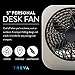 O2COOL Treva 5 Inch Battery Powered Fan Portable Desk Fan 2 Cooling Speeds with Compact Folding & Tilt Design Cubicle Accessories Small Portable (Grey)