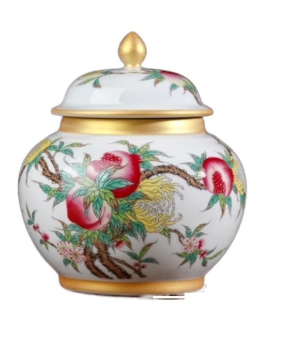 Sjdopulse B Decorative Jar Ginger Jar Vase Decor Vintage Ceramic Ginger Jar With Lid Chinese Tradition Storage Jar Decorative Porcelain Jars Temple Jar Ginger Jars Storage Jar