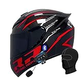 Motorcycle Bluetooth Full Face Helmet, Integrated Bluetooth Helmet, DOT/ECE Approved Full Face Flip Up Helmet, Multiple Vents Motorbike Helmet with Microphone for Adults 55-64CM