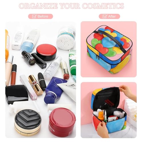 Bolsa de maquillaje impermeable que soluciona el desorden con compartimentos y asa 7