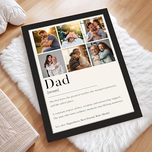 Image of Art Street Personalized Gift for Father, Dad Photo Frame | 6 Image Collage with Custom Text, Customized Photo Frame for Father, Wall Decor for Bedroom Living Room, A4 Size 8x12 Inch