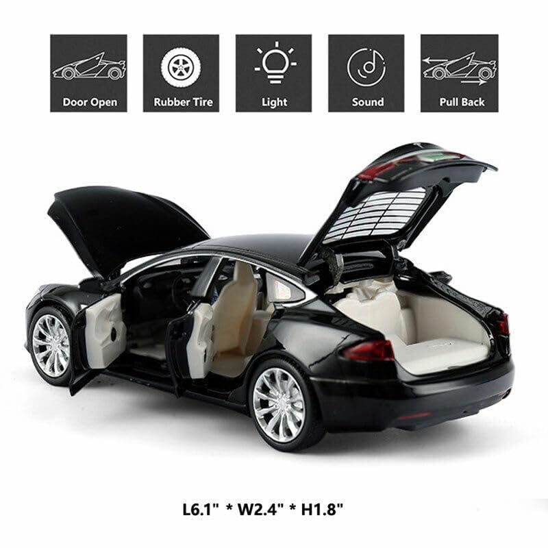 Image of Exclusive 1:32 Diecast Model Alloy Teslaa-S Alloy Metal Pull Back with 6 Openable Doors & Sound Light Auto Toy car for Kids Best Gift for Kids Boys(Colors as Per Stock)