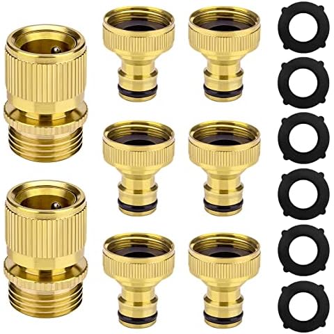 Garden Hose Quick Connect Solid Brass Water Hose Fittings, 3/4 inch GHT Thread Male and Female Set 8PCS Cover