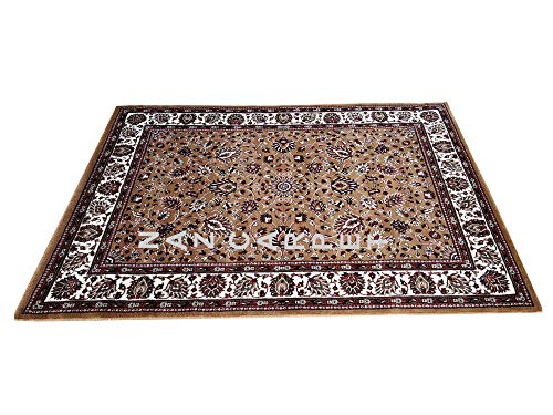 Image of Kashmiri Traditional Woollen Carpet with Advanced 1 Inch Thickness & Classical Look 180x275cm (6x9 Feet) Color Gold
