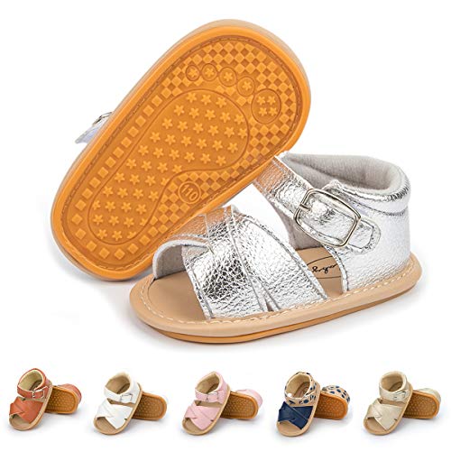 Babelvit Baby Girls Boys Premium Rubber Sole Summer Sandals Infant Bows Flower Tassel Soft Shoe Anti Slip Outdoor Beach Princess Flats Toddler First Walking Shoes