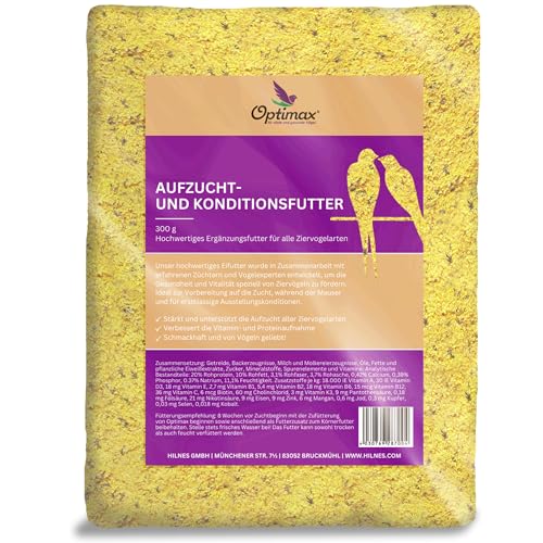 Optimax Kondition- und Aufzuchtfutter für Vögel | 300g Eimer | Eifutter für alle Ziervogelarten | Geeignet für Kanarienvögel Wellensittiche und viele Weitere