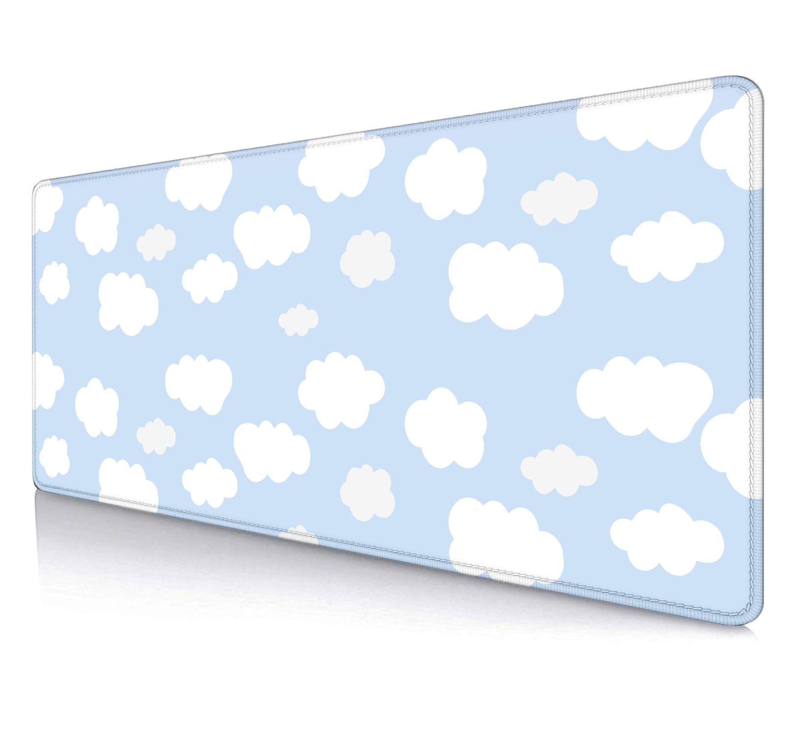 SXCKANG - Bonita alfombrilla de computadora, cielo azul con nubes, alfombrilla de mouse grande, almohadilla protectora de computadora, base de goma antideslizante con bordes cosidos, alfombrilla de - Cielo azul con nubes