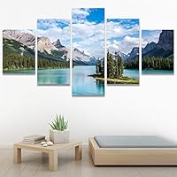 SIGNWIN 5 Panel Canvas Wall Art Modern Art Beach Dramatic Island Landscape Multicolor Photography for Home Decorations Ready to Hang - 60