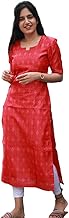 Sun Fashion And Lifestyle Women's Red Chanderi Stitched Printed Kurti for Women