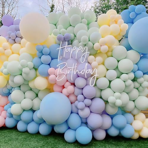 Image of PartyWoo Pastel Balloons 20pcs 18 Inch Pastel Rainbow Latex Balloons for Baby Shower Gender Reveal Engagement Bachelorette Easter Bridal Shower Anniversary Retirement Birthday Party Decorations