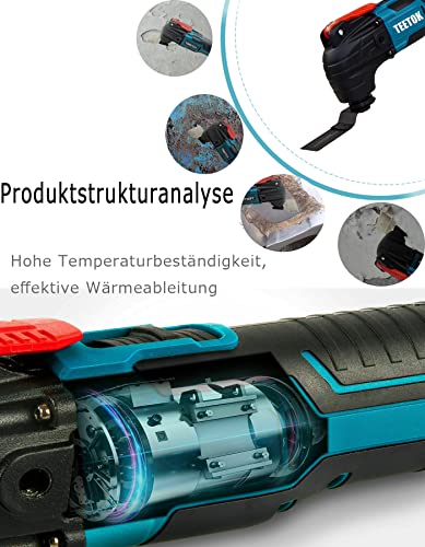 Oszillierendes Werkzeug, Multifunktionswerkzeug 18V, 6 variable Drehzahlen, max. 20000 U/min, 4° Oszillationswinkel, zum Entfernen, Schaben, Schneiden, Ersatz für Makita-Werkzeug, nur Gehäuse – Bild 4